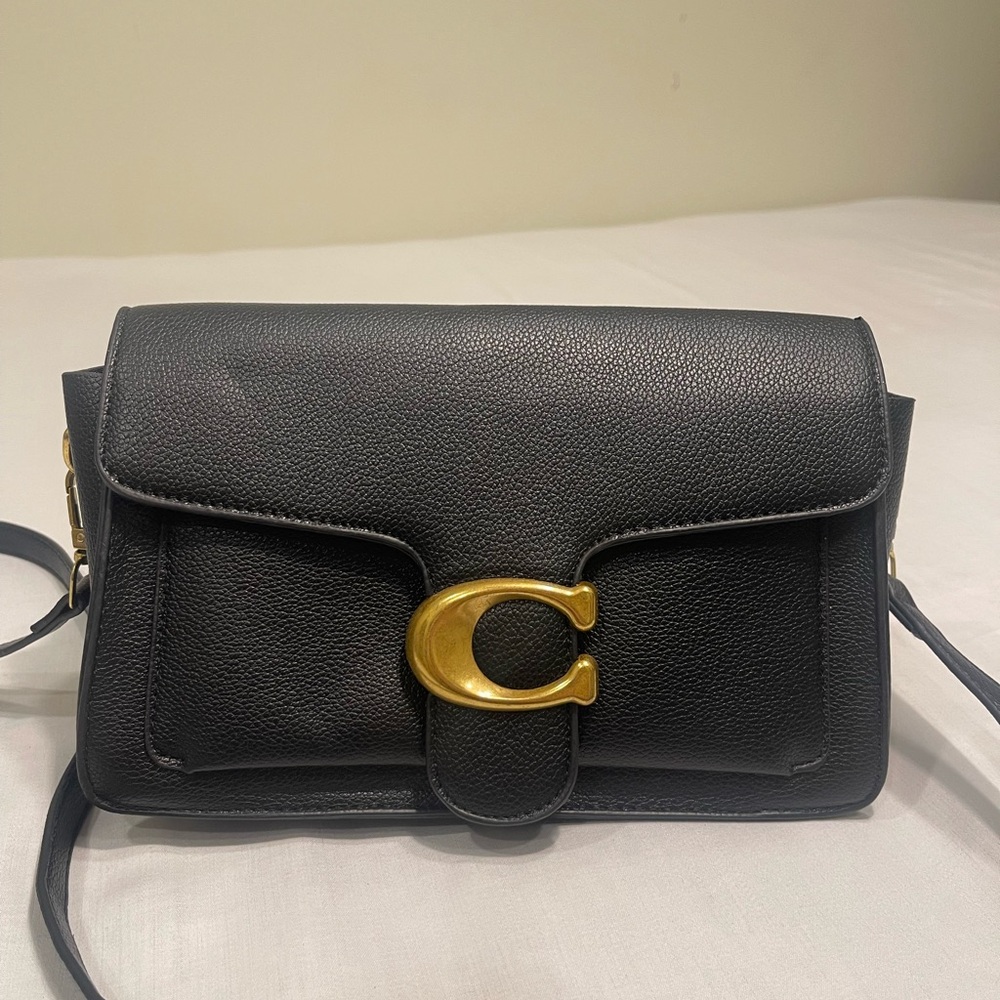 Coach Black Pebbled Leather Tabby 26 Shoulder Bag crossbody purse